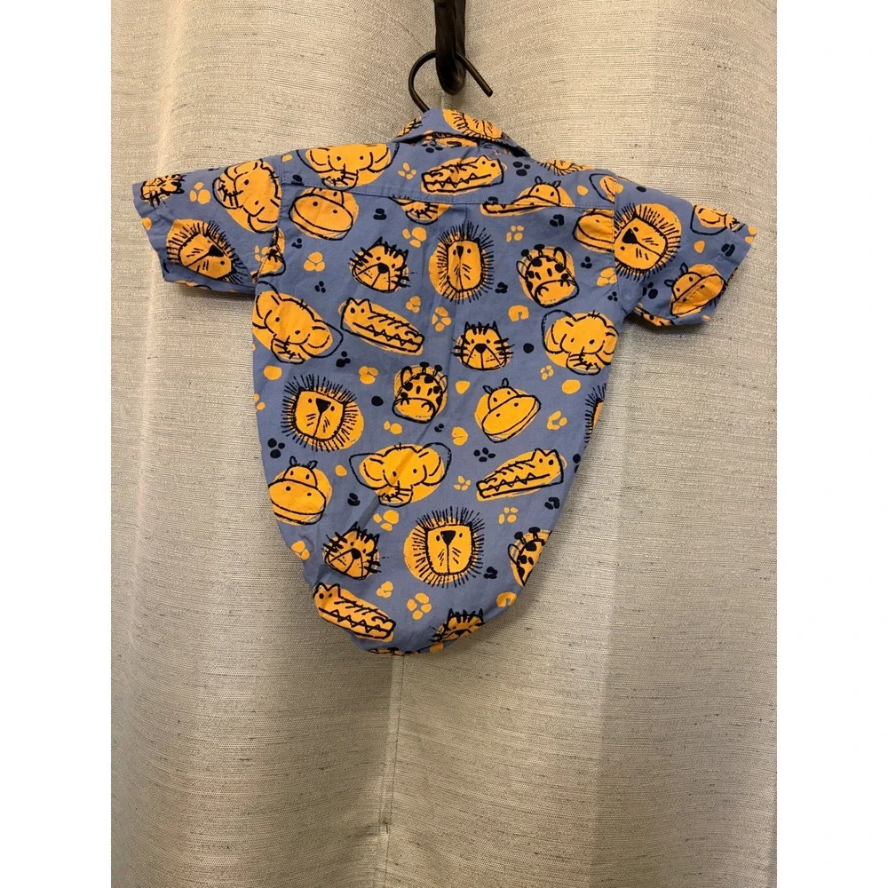 Mick Mack Ltd Blue Safari Animal Print Short Sleeve Bodysuit 3/6M